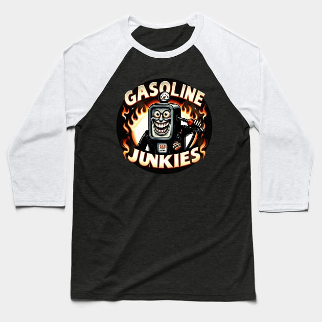HotRod - Vintage Retro : Punked-Up Gasoline Distributor Baseball T-Shirt by LollipopINC